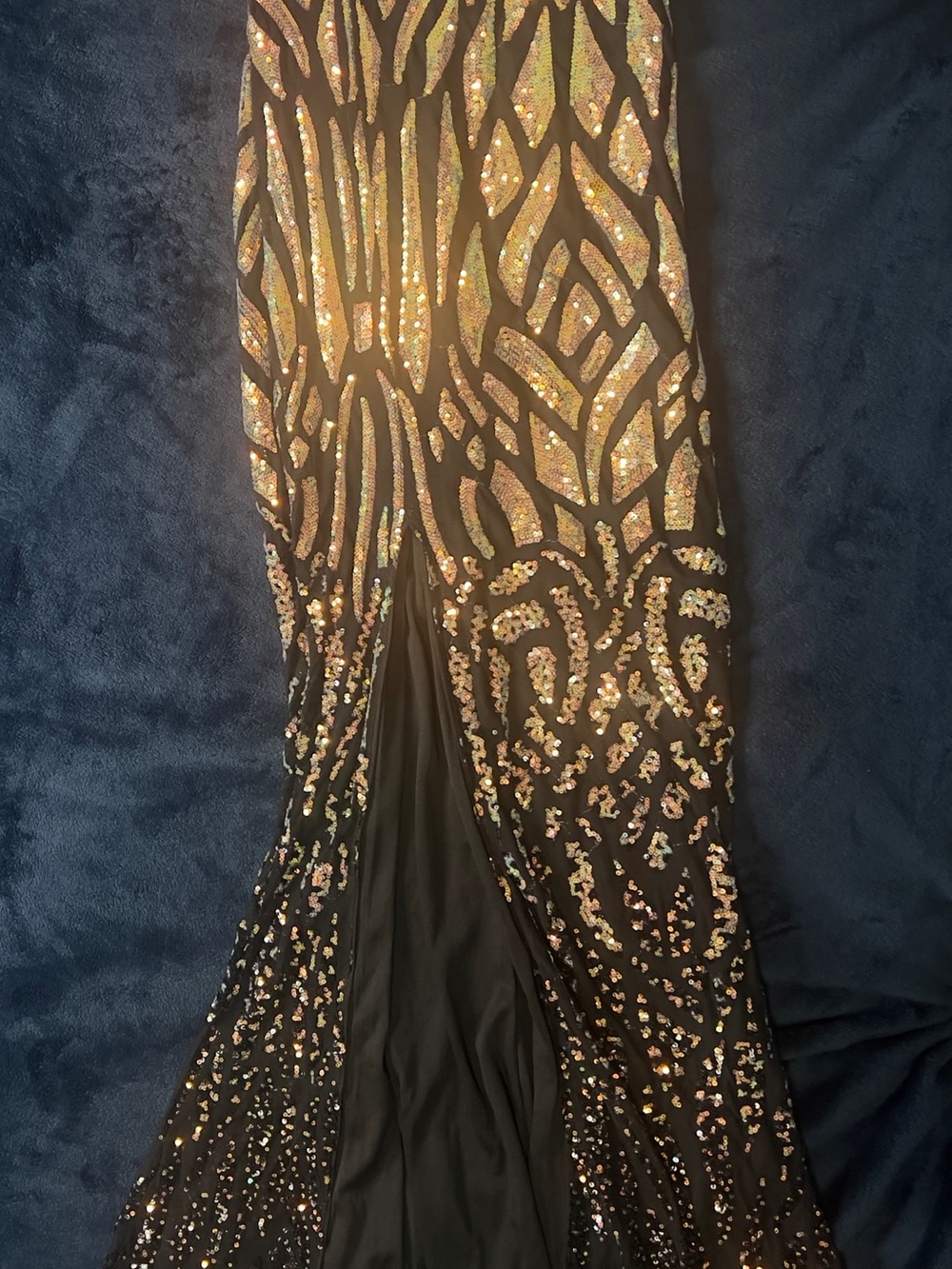 SHEIN Black Dress with Gold Sequin Pattern